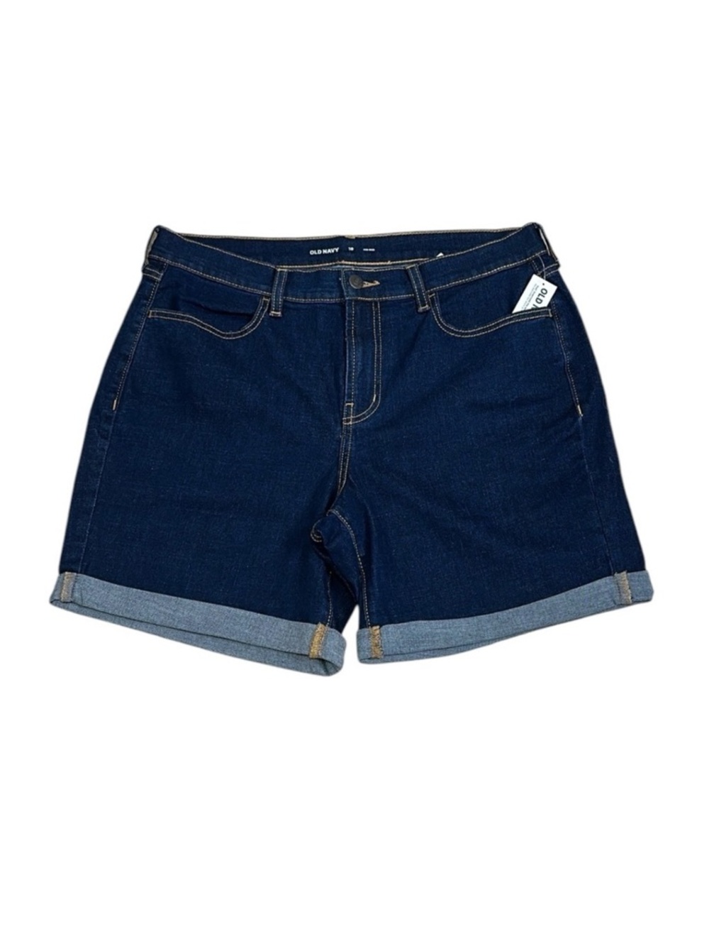 Old Navy Jean Shorts 7” NEW Cuffed Hem Mid Rise Dark Wash Size 10